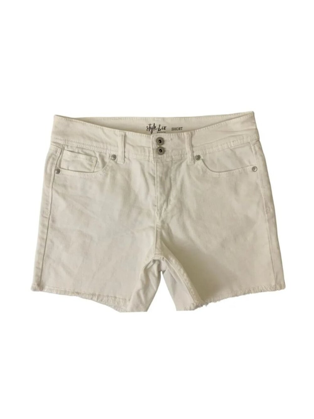 Style & Co White Jean Shorts Mid Rise Size 6P